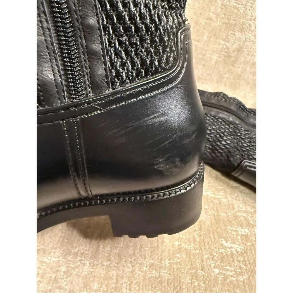 Dav Women's Side Zip Buckle Waterproof Mid-calf Rain Boots Black Size 6